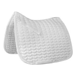 White horse saddle pad with quilted texture and adjustable straps