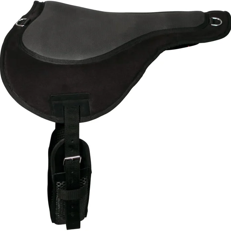 Black horse saddle pad with a textured surface and adjustable straps