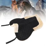Black horse saddle pad with soft fleece lining and adjustable straps