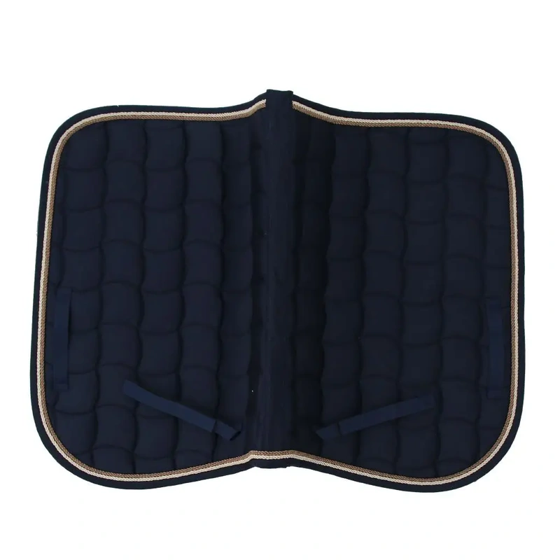 versatile-cotton-horsesaddlepad-for-riders-banner-1 Navy horse saddle pad with quilted design and contrasting trim