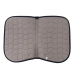 Gray horse saddle pad with a textured surface, opened flat for display